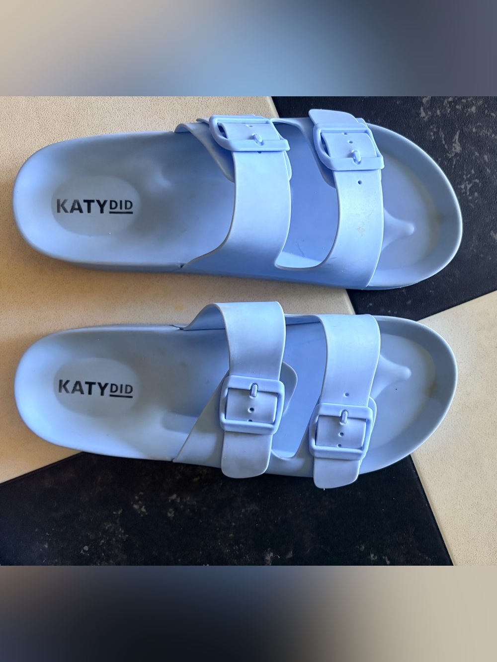 Katydid Pale Blue Double-Buckle Slide Sandals for Kids